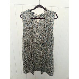 Chico's Multicolor Long Knit Cardigan Duster Sleeveless Vest Sweater - Size 0